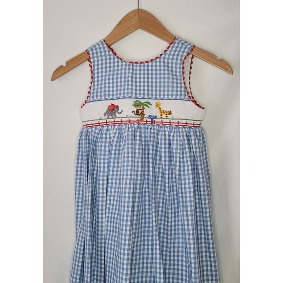 Kelly's Kids- Girls Gingham animal maxi dress- size small (5-6) - Picture 2 of 5